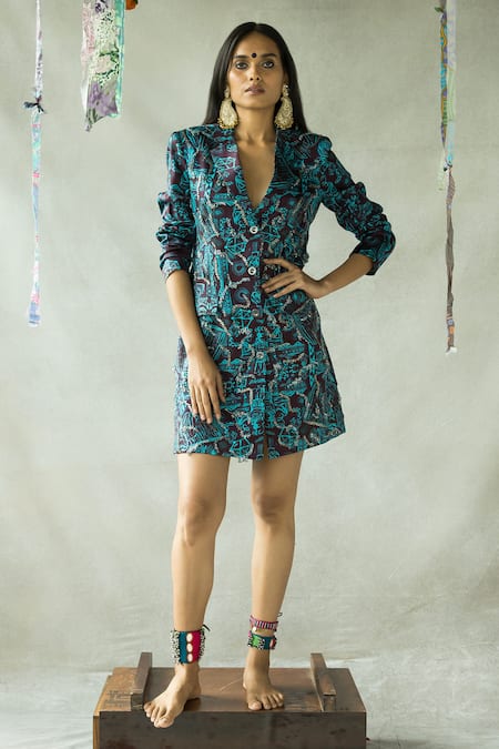 DOH TAK KEH Bijlee Printed Blazer Dress 