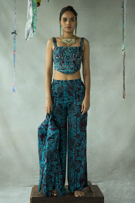 DOH TAK KEH Bijlee Printed Side Slit Trouser 