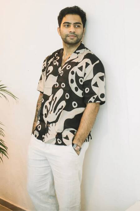 Jodi_Black Modal Jantar Print Shirt _Online_at_Aza_Fashions