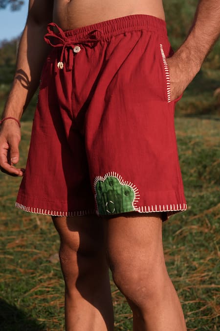 Buy Jodi Red Handloom Cotton Embroidery Cayenne Abstract Applique Shirt Online at Aza Fashions Buy_Jodi_Red Handloom Cotton Embroidery Cayenne Abstract Applique Shirt _Online_at_Aza_Fashions