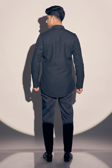 Kaaj Button X AZA Cutdana Embroidered Black Bundi Set 