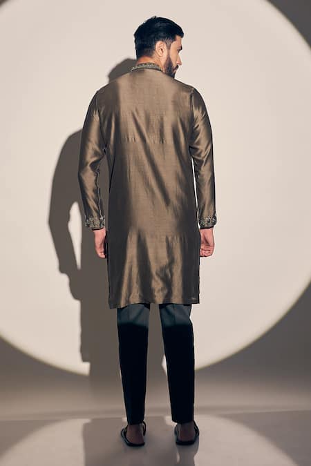 Kaaj Button X AZA Chanderi Mirrorwork Placement Kurta With Pant 