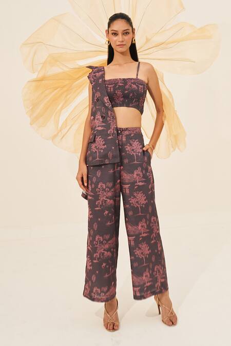 House Of Fett Brown Linen Collared Double-breasted Jacket Pant Set at Aza Fashions House Of Fett_Brown Linen Collared Double-breasted Jacket Pant Set _at_Aza_Fashions