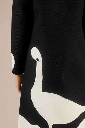 Ampm_Black Silk Embroidery V-neck Colorblock Jacket _at_Aza_Fashions