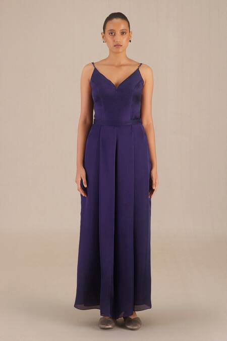 Ampm Purple Organza Embroidery V-neck Deep Anarkali Set Online at Aza Fashions Ampm_Purple Organza Embroidery V-neck Deep Anarkali Set_Online_at_Aza_Fashions