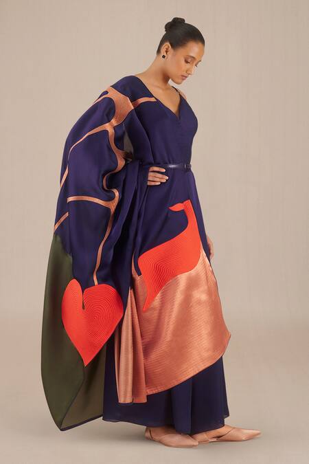 Shop Ampm Purple Organza Embroidery V-neck Deep Anarkali Set Online at Aza Fashions Shop_Ampm_Purple Organza Embroidery V-neck Deep Anarkali Set_Online_at_Aza_Fashions