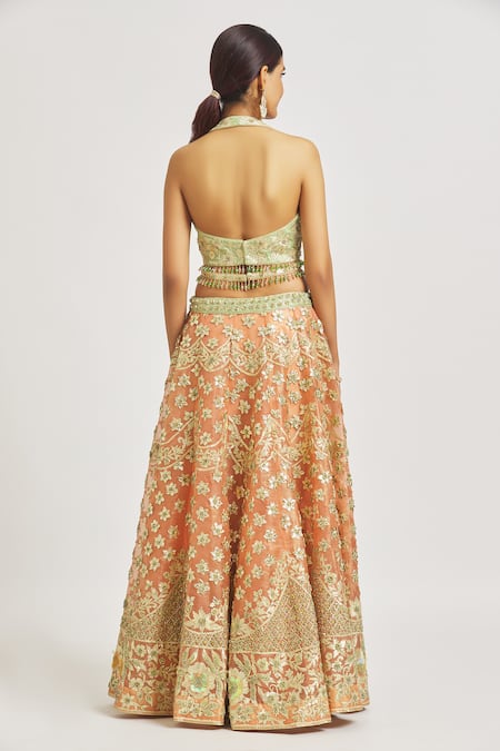 Vandana Sethi Gota Applique Embroidered Lehenga Set 