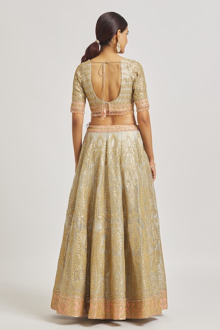 Vandana Sethi Paisley Embroidered Lehenga Set 