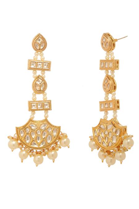 Buy_Minaki_White Pearls, Crystals, Diamonds Kundan And Embellished Earrings _Online_at_Aza_Fashions