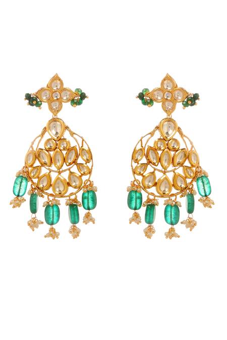 Buy_Minaki_Green Pearls, Stones And Embellished Necklace Set_Online_at_Aza_Fashions