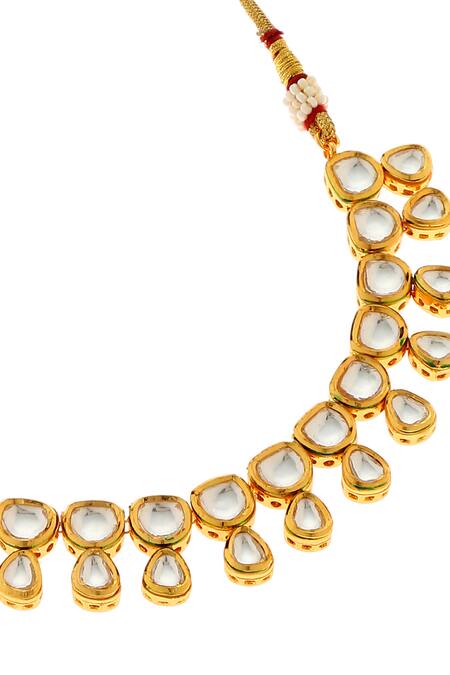 Minaki_Gold Plated Stones Kundan Embellished Necklace Set_Online_at_Aza_Fashions