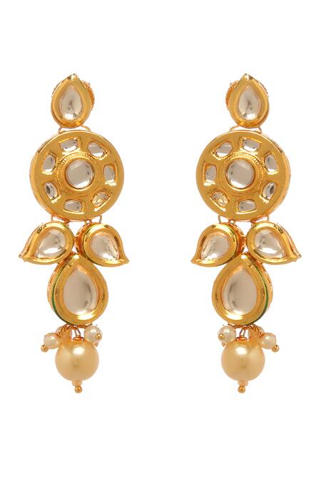 Buy_Minaki_Gold Plated Pearls, Diamonds, Stones And Kundan Embellished Necklace Set _Online_at_Aza_Fashions