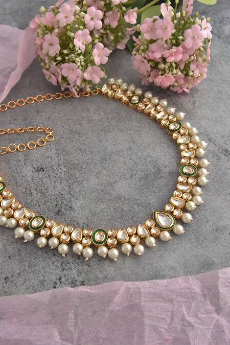 Swabhimann_White Kundan Embellished Waistbelt _Online_at_Aza_Fashions