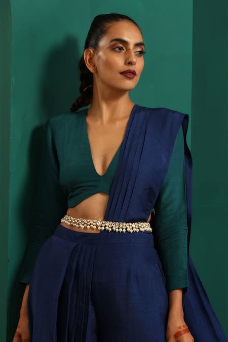 Shop_Swabhimann_White Kundan Embellished Waistbelt _Online_at_Aza_Fashions