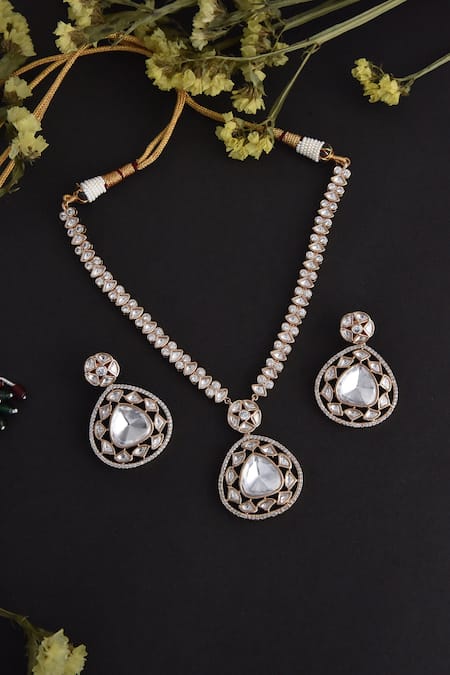 Swabhimann Uncut Polki Embellished Necklace Set 