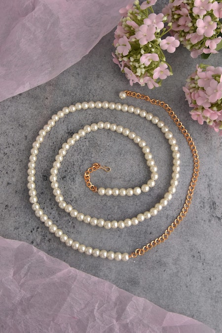 Swabhimann White Pearl Embellished Kamarbandh 