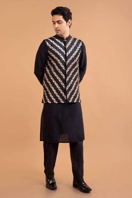 Buy Priyanka Haralalka Black Cotton, Silk Zari Embroidered Bundi Pant Set Online at Aza Fashions Buy_Priyanka Haralalka_Black Cotton, Silk Zari Embroidered Bundi Pant Set _Online_at_Aza_Fashions