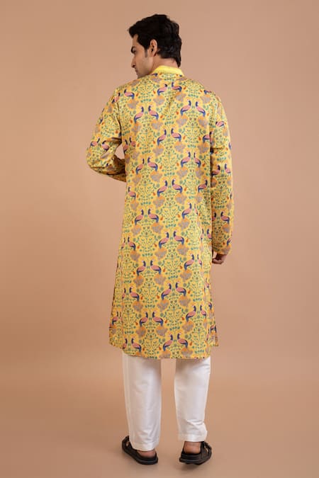 Priyanka Haralalka Peacock Print Kurta With Pyjama 
