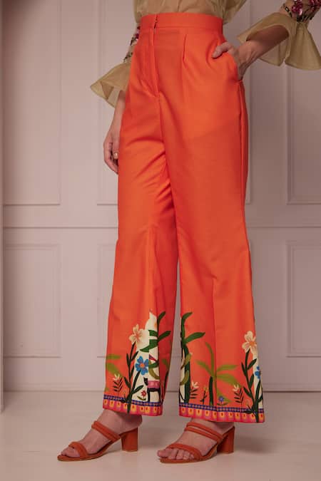 Buy Fuga Green Organza, Cotton Embroidery Polo Collar Sheer Top Floral Print Pant Set Online at Aza Fashions Buy_Fuga_Green Organza, Cotton Embroidery Polo Collar Sheer Top Floral Print Pant Set_Online_at_Aza_Fashions