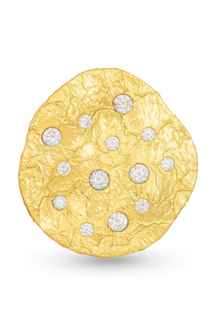 Shop Mnsh Gold Plated Crystals Glint Cubic Zirconia Embellished Ring at Aza Fashions Shop_Mnsh_Gold Plated Crystals Glint Cubic Zirconia Embellished Ring_at_Aza_Fashions