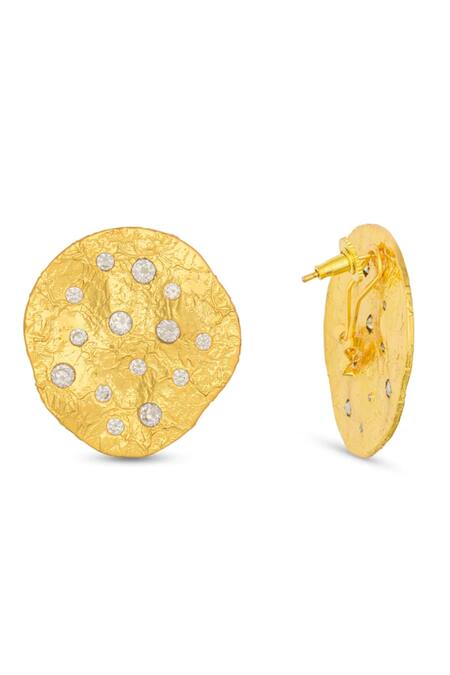 Buy_Mnsh_Gold Plated Crystals Glint Cubic Zirconia Embellished Studs_Online_at_Aza_Fashions