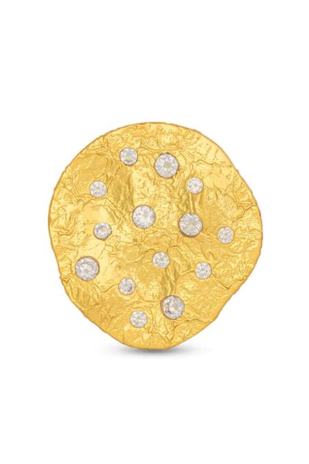Shop_Mnsh_Gold Plated Crystals Glint Cubic Zirconia Embellished Studs_Online_at_Aza_Fashions
