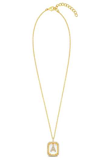 Shop Mnsh Gold Plated Personalised Letter A Pendant Necklace at Aza Fashions Shop_Mnsh_Gold Plated Personalised Letter A Pendant Necklace_at_Aza_Fashions