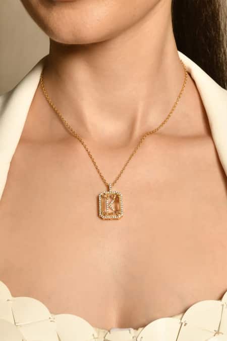 Initial pendant K Letter Charms Diamond Necklace 18K Gold-G,VS  (G-H/VS1-VS2) – Glitz Design