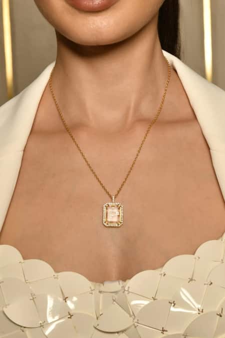 Black Onyx Square Pendant Necklace | Caitlyn Minimalist