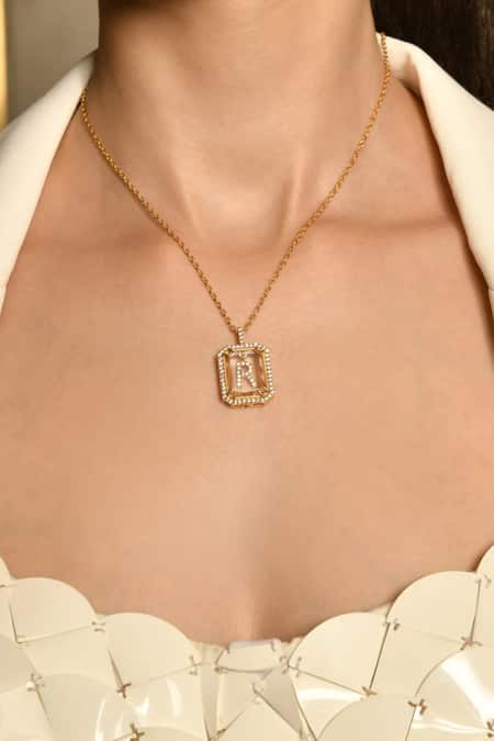 14K Yellow Gold Letter R Pendant Charm Necklace Initial: 31941375623237