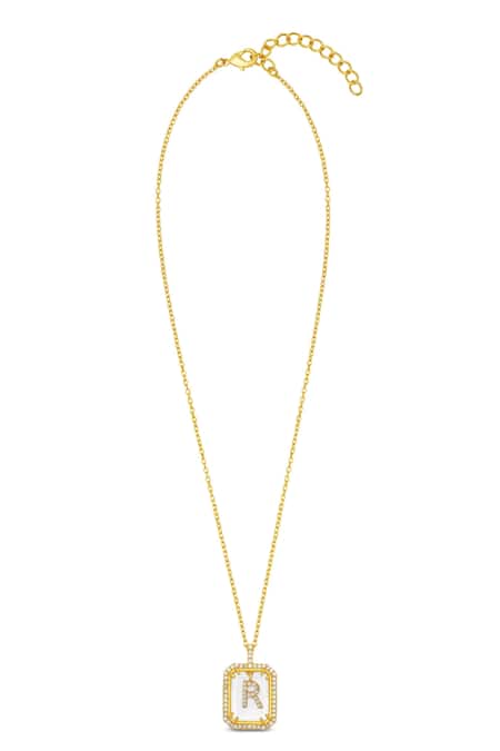 Alphabet R 14K Handcrafted Yellow Gold Pendant Necklace