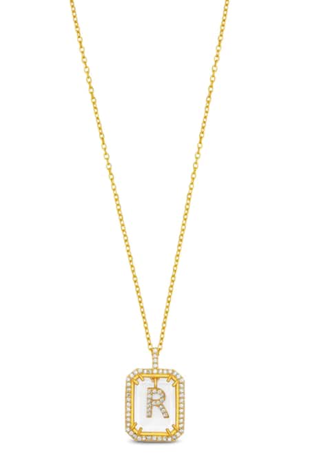 Initial Letter R Necklace Gold & Diamond Chain For Women – Shiree Odiz