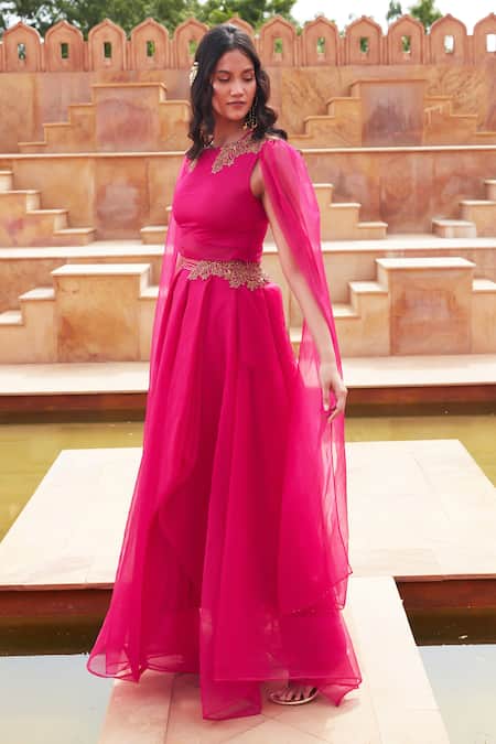 Chambray & Co. Zonaira Zardozi Embroidered Blouse With Lehenga 