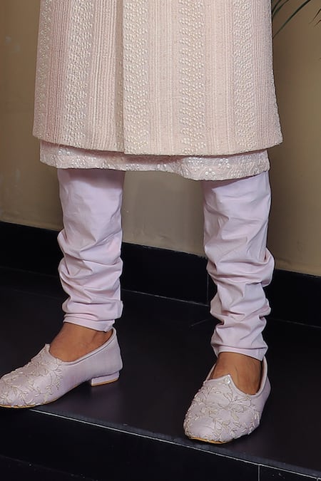 Buy Yajy By Aditya Jain Pink Silk, Cotton Sequins, Embroidery Leaf Sherwani Set Online at Aza Fashions Buy_Yajy By Aditya Jain_Pink Silk, Cotton Sequins, Embroidery Leaf Sherwani Set _Online_at_Aza_Fashions