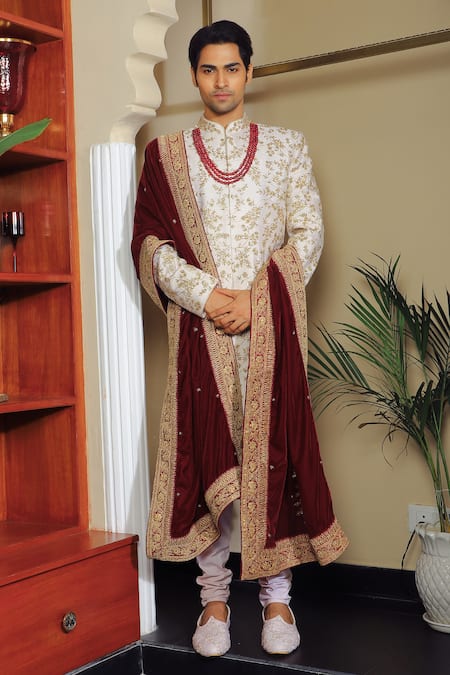 YAJY by Aditya Jain Flower Embroidered Sherwani Set 