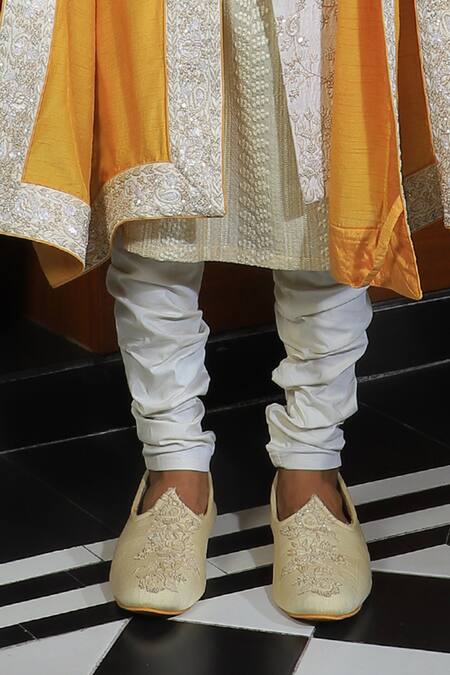 Buy Yajy By Aditya Jain Ivory Silk, Cotton Embroidery, Sequins Bloom Sherwani Set Online at Aza Fashions Buy_Yajy By Aditya Jain_Ivory Silk, Cotton Embroidery, Sequins Bloom Sherwani Set _Online_at_Aza_Fashions