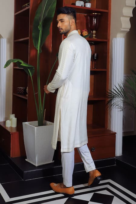 Shop Yajy By Aditya Jain Yellow Silk, Cotton Embroidery Kurta And Trouser Set at Aza Fashions Shop_Yajy By Aditya Jain_Yellow Silk, Cotton Embroidery Kurta And Trouser Set _at_Aza_Fashions