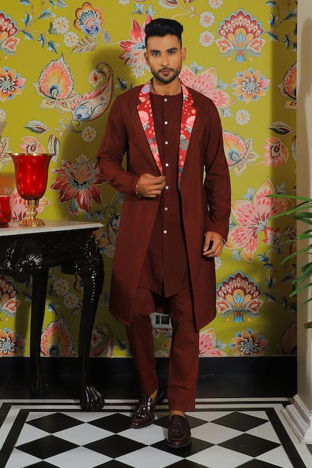 YAJY by Aditya Jain Double Layered Kurta & Trouser Set 