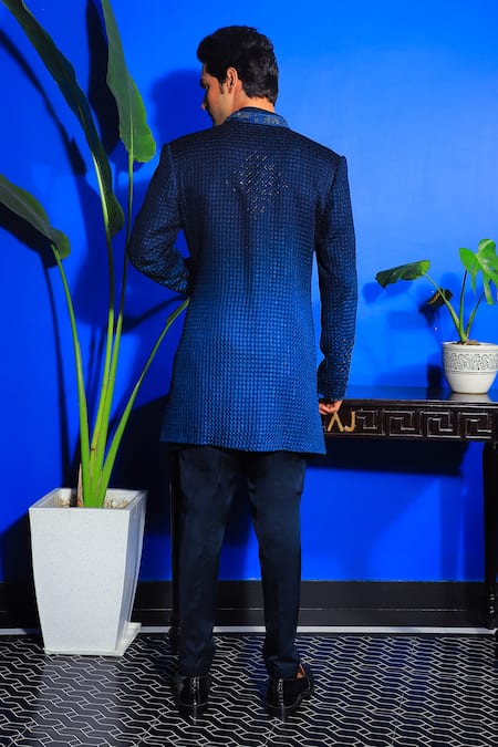 Yajy By Aditya Jain Ombre Embroidered Bandhgala Kurta Set 