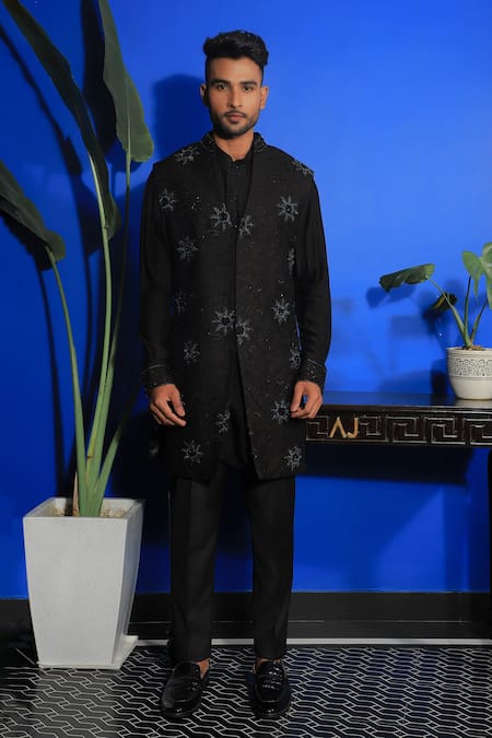 Yajy By Aditya Jain Buttercup Flora Embroidered Bandhgala Kurta Set 