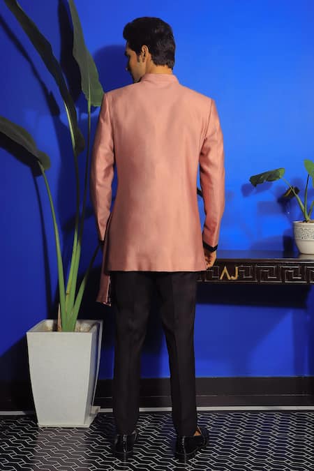 Shop Yajy By Aditya Jain Peach Cotton Asymmetric Plain Kurta With Trouser at Aza Fashions Shop_Yajy By Aditya Jain_Peach Cotton Asymmetric Plain Kurta With Trouser _at_Aza_Fashions