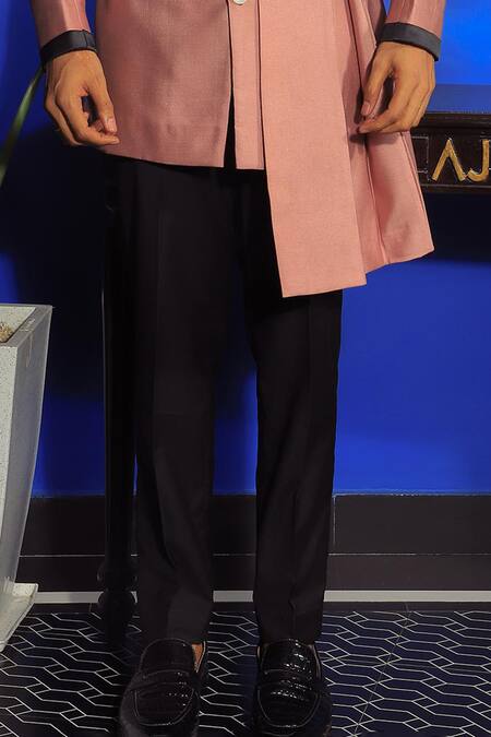 Shop Yajy By Aditya Jain Peach Cotton Asymmetric Plain Kurta With Trouser Online at Aza Fashions Shop_Yajy By Aditya Jain_Peach Cotton Asymmetric Plain Kurta With Trouser _Online_at_Aza_Fashions