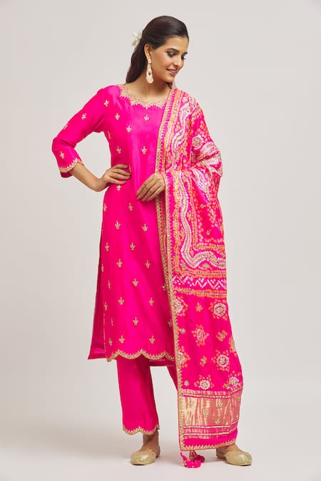 Surbhi Shah Mirror Hand Embroidered Kurta Pant Set 