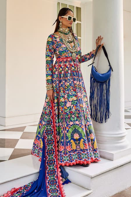 The Royaleum Elili Floral Hand Embroidered Anarkali With Dupatta 