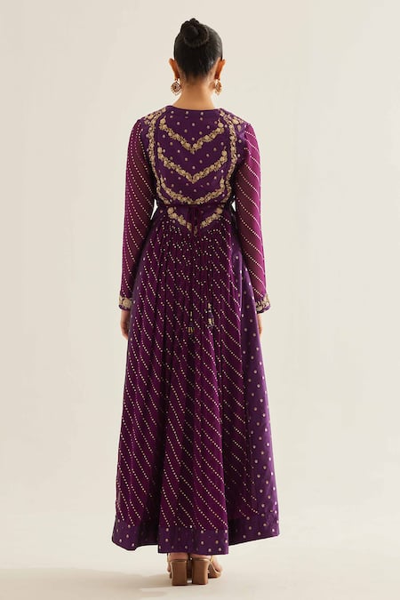 Shyam Narayan Prasad Floral Brocade Panelled Anarkali Set 