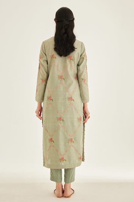 Shyam Narayan Prasad Block Print & Embroidered Kurta Set 