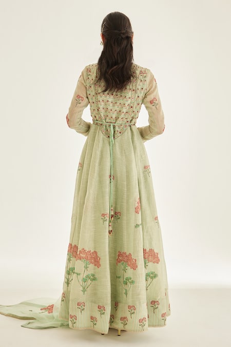 Shyam Narayan Prasad Floral Hand Block Print Anarkali Set