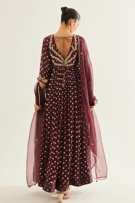 Shyam Narayan Prasad Floral Pattern Brocade Anarkali Set