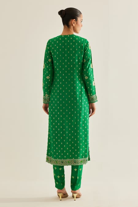 Shyam Narayan Prasad Botanical Brocade Kurta Set 