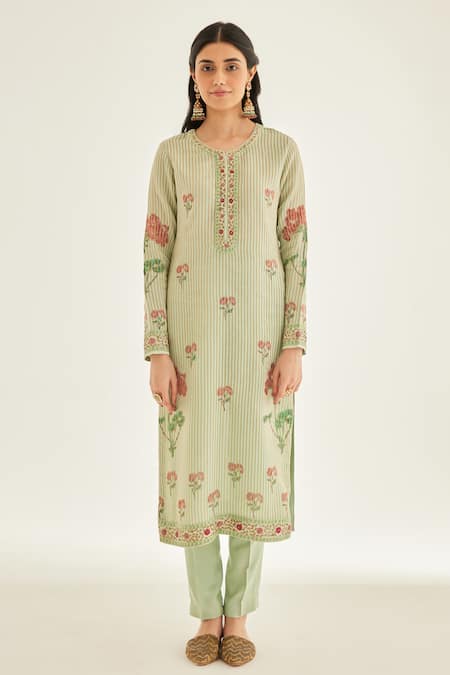 Shyam Narayan Prasad Floral Hand Block Print Kurta Set 